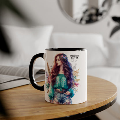 Straight Outta Divorced Humoristic Vibrant Floral Accent Mug, Straight Outta Design, Gift for Coffee Lovers, Boho Home Decor, Ideal for Birthdays, Celebrations, Enjoy [...]