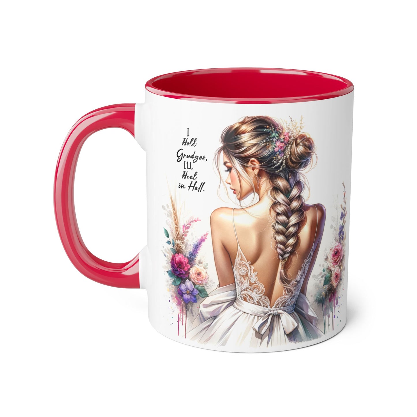 I Hold Grudges, I'll Heal in Hell Elegant Floral Accent Mug, Inspirational Gift, Tea Coffee Cup, Home Decor, Birthday Present, Wedding Favor