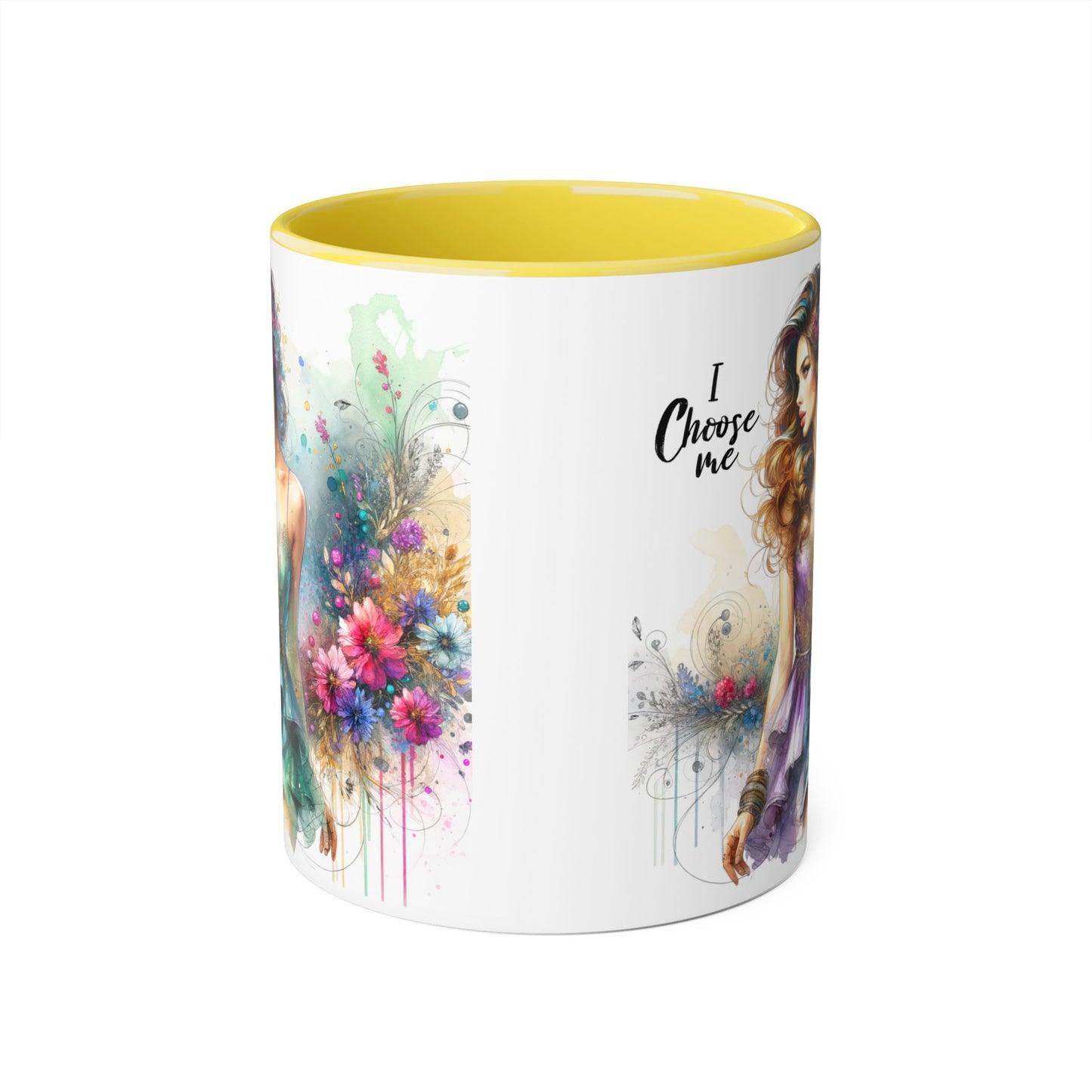I Choose Me Empowerment Accent Mug - I Choose Me, Inspirational Coffee Cup, Self-Love Gift, Women’s Empowerment, Floral Décor, Motivational Drinkware