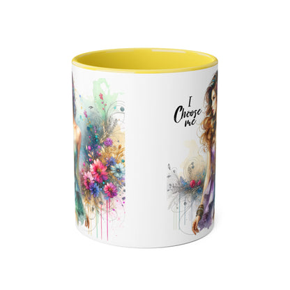 I Choose Me Empowerment Accent Mug - I Choose Me, Inspirational Coffee Cup, Self-Love Gift, Women’s Empowerment, Floral Décor, Motivational Drinkware