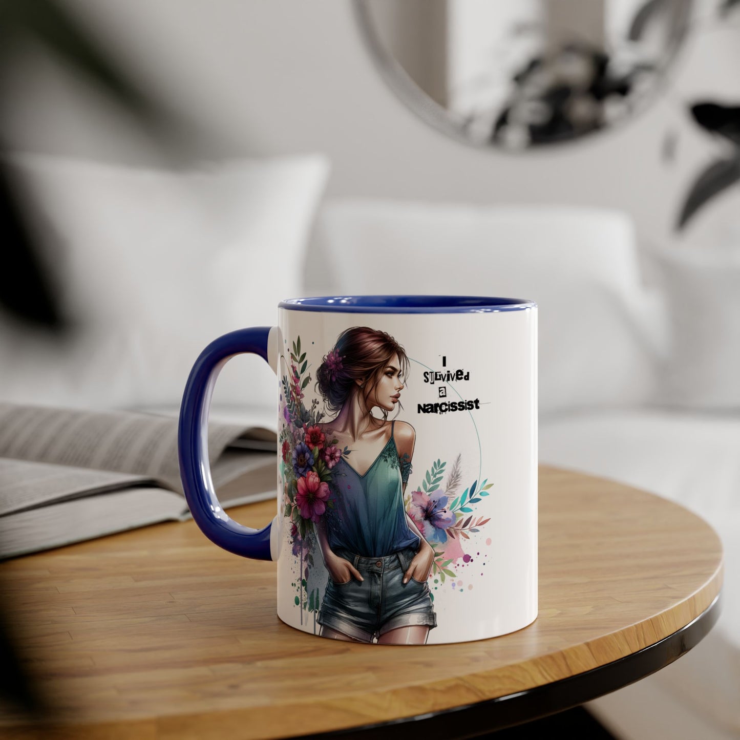 Floral Art Accent Mug - Stay Wild & Nameless, Bohemian Coffee Cup, Floral Gift for Her, Unique Home Decor, Mug for Tea Lovers