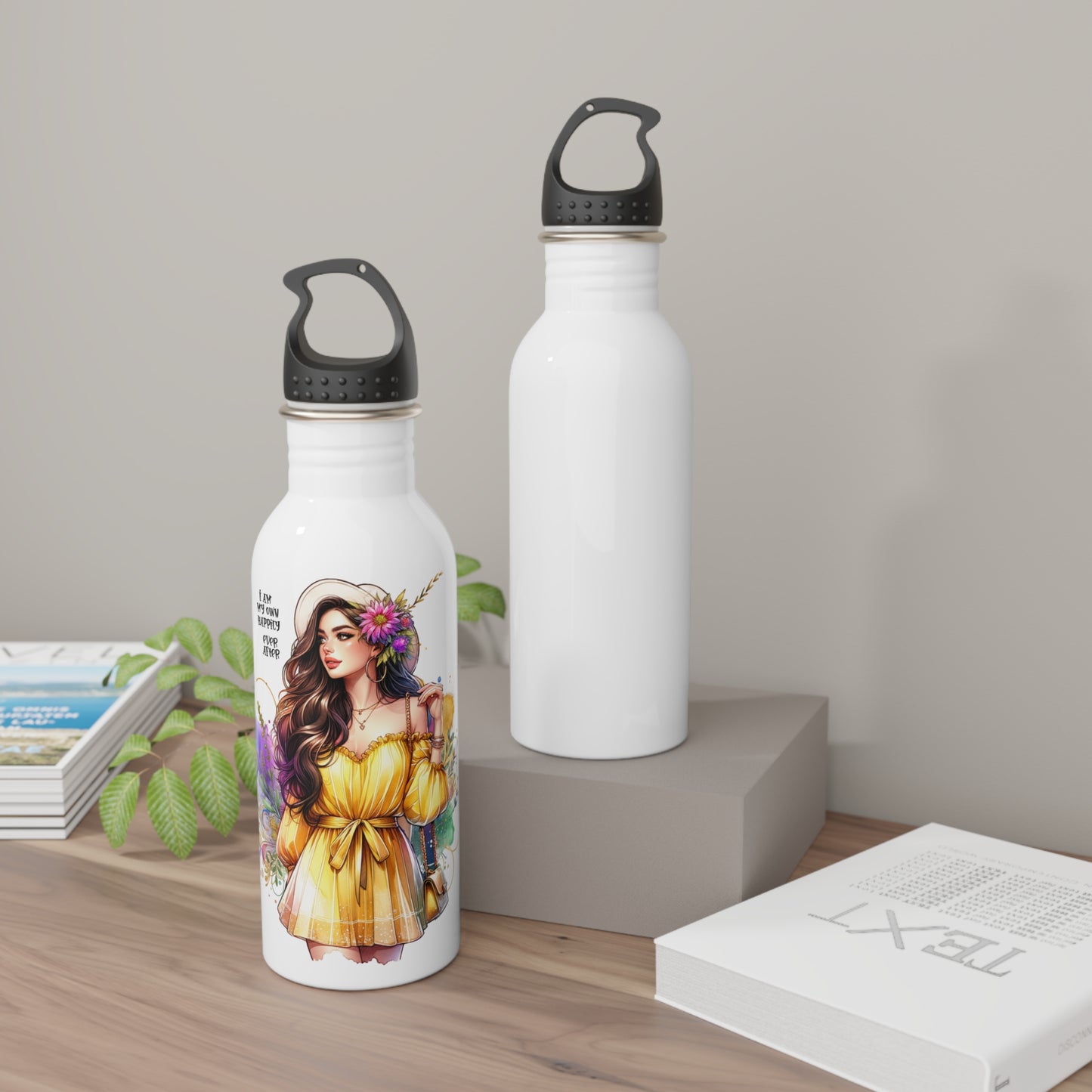 Bohemian Aesthetic Stainless Steel Water Bottle - "I Am My Own Happily Ever After " Design