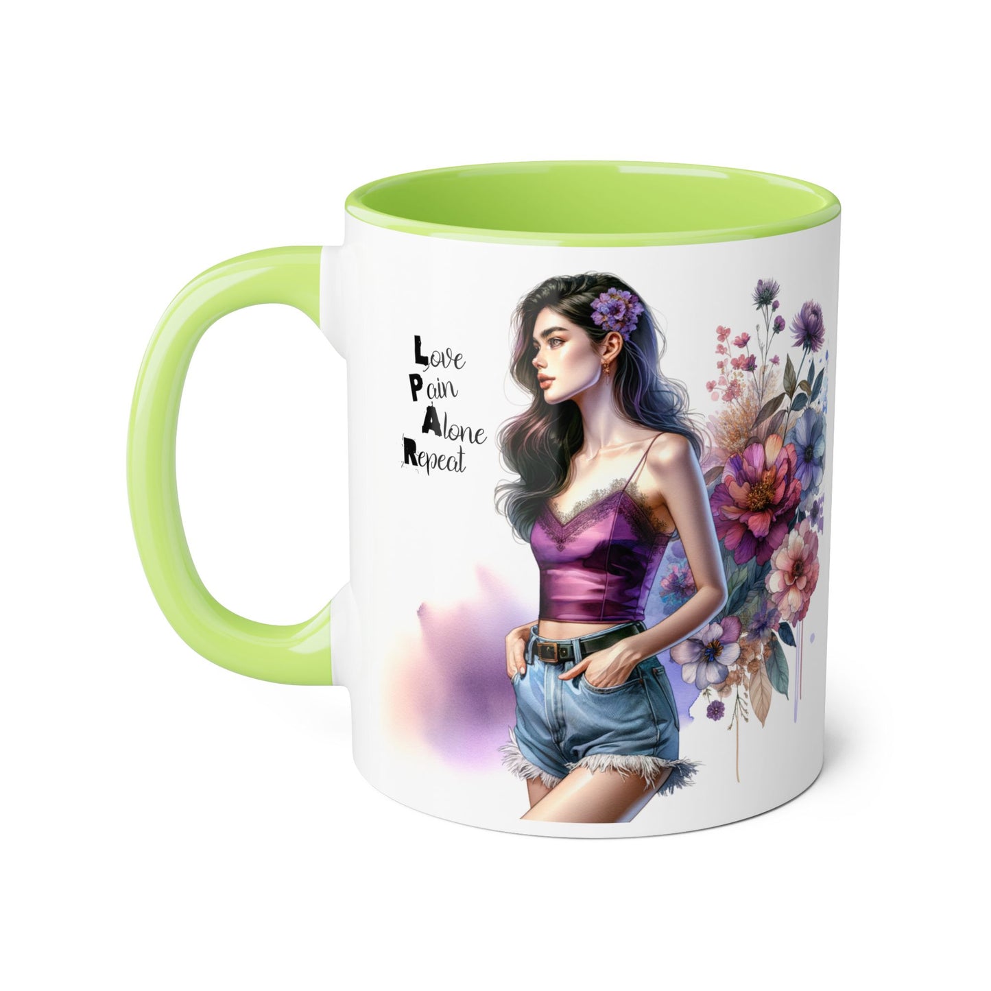 Floral Accent Mug, Personalized Coffee Cup, Artistic Drinkware, Unique Gift for Her, Women's Day Present, Home Decor