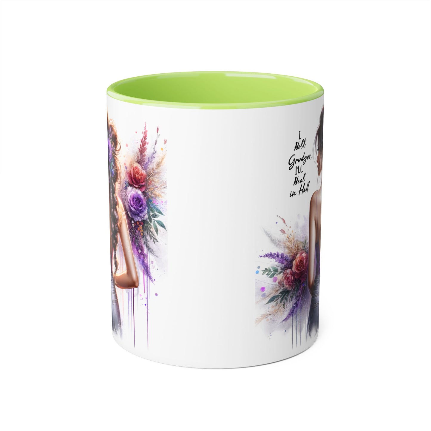 I Hold Grudges, I'll Heal in Hell Elegant Floral Accent Mug, Inspirational Coffee Cup, Gift for Her, Stylish Tea Mug, Home Décor, Unique Drinkware