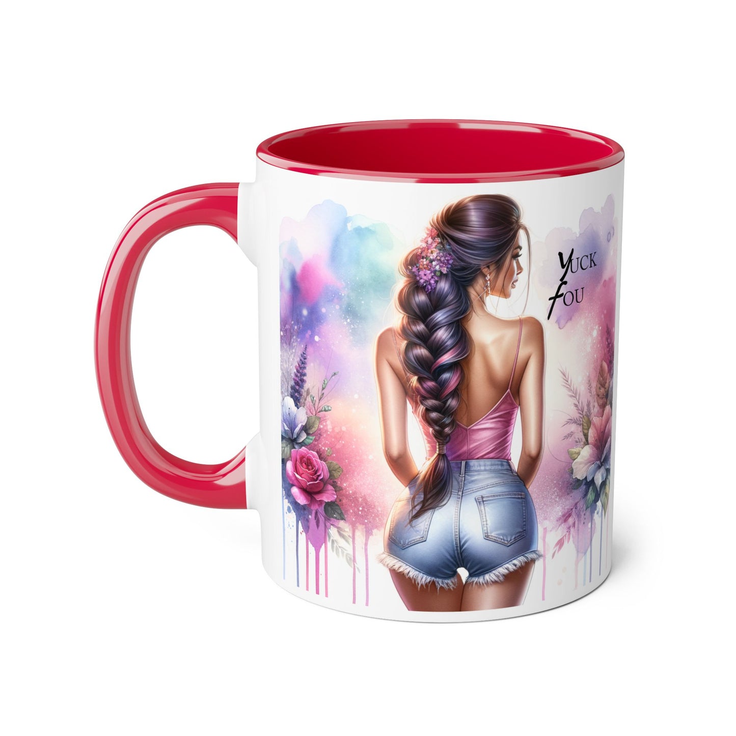 Colorful Floral Accent Mug |  Yuck Fou  Coffee Cup | Unique Gift for Her, Inspirational Drinkware, Fun Tea Mug, Motivational Gift