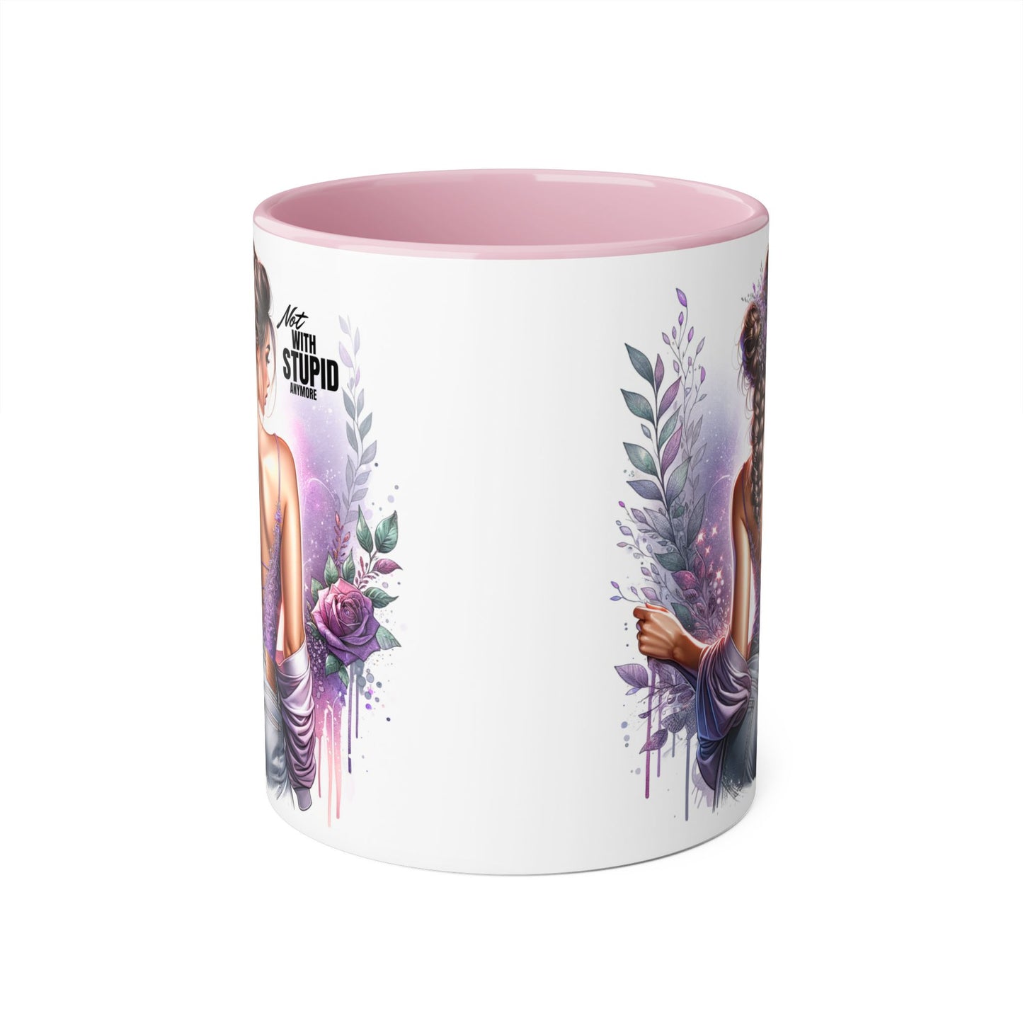 Not With Stupid Anymore Humoristic Bohemian Accent Mug, Artful Coffee Cup for Unique Gifts, Decorative Drinkware, Home Decor, Thoughtful Present