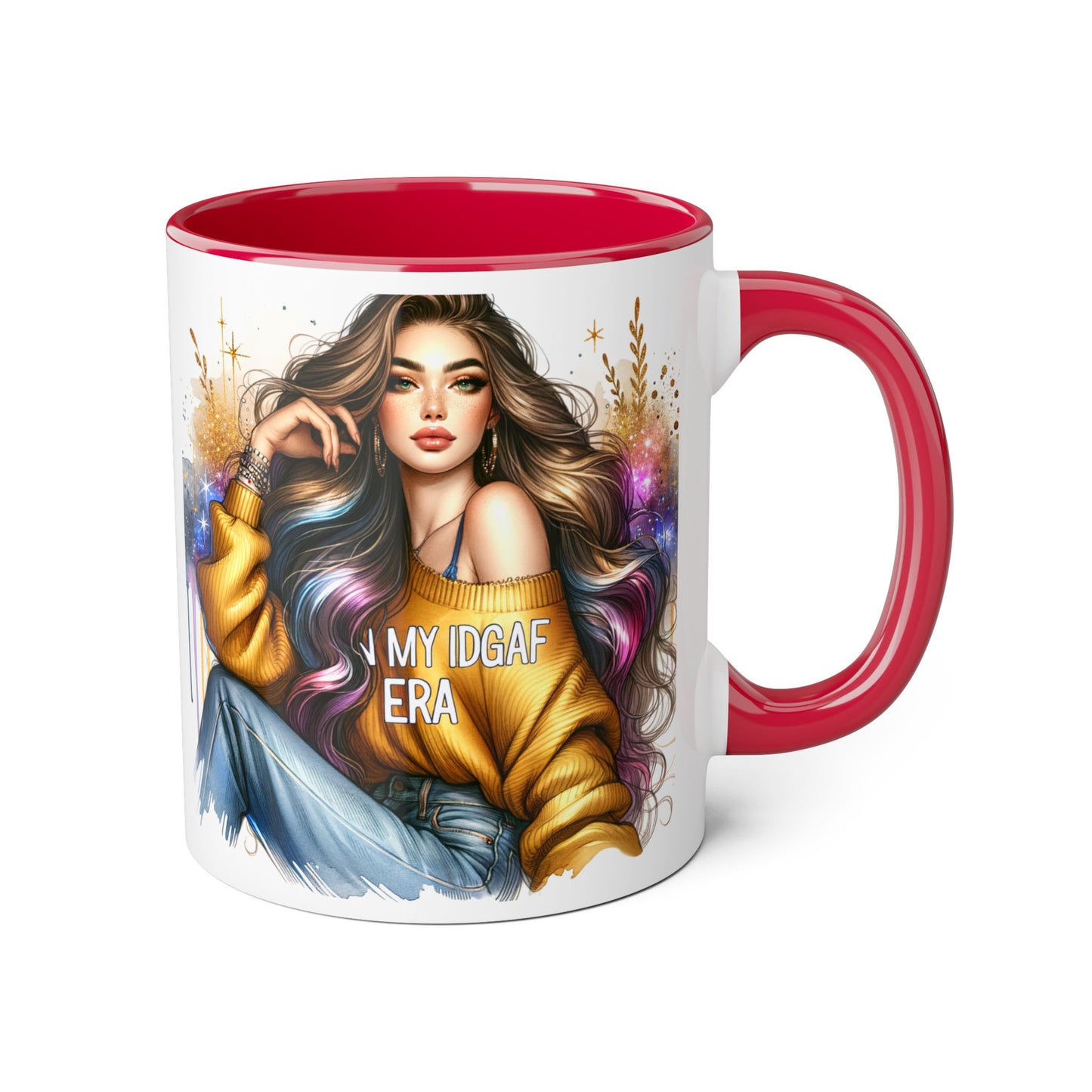 Chic IDGAF Accent Mug, Cool Coffee Cup, Trendy Drinkware, Stylish Gift, Artful Mug for Her