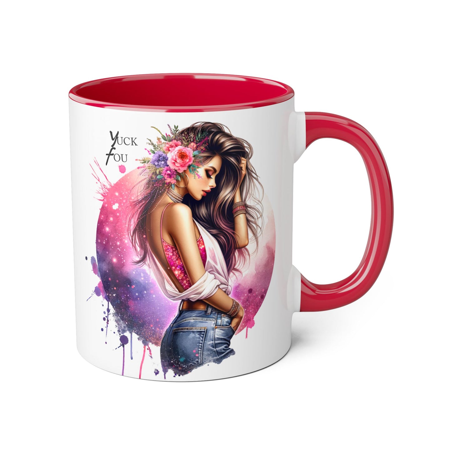 Yuck Fou Stylish Accent Mugs, Floral Design for Coffee Lovers, Unique Gift, Art Mug, Personalized Drinkware, Vibrant Tea Cups