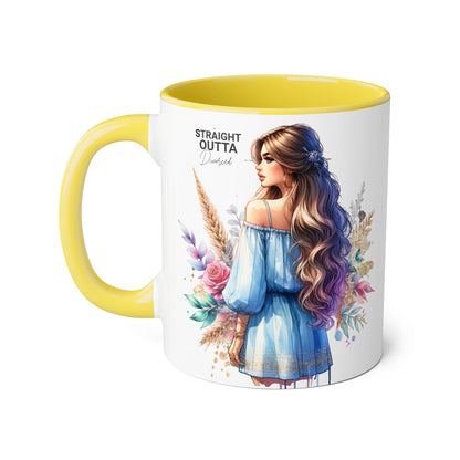 Straight Outta Divorced Humoristic Artistic Accent Mug -  Inspiring Gift for Her, Coffee Tea Cup, Home & Kitchen Decor, Personalized Unique Gift