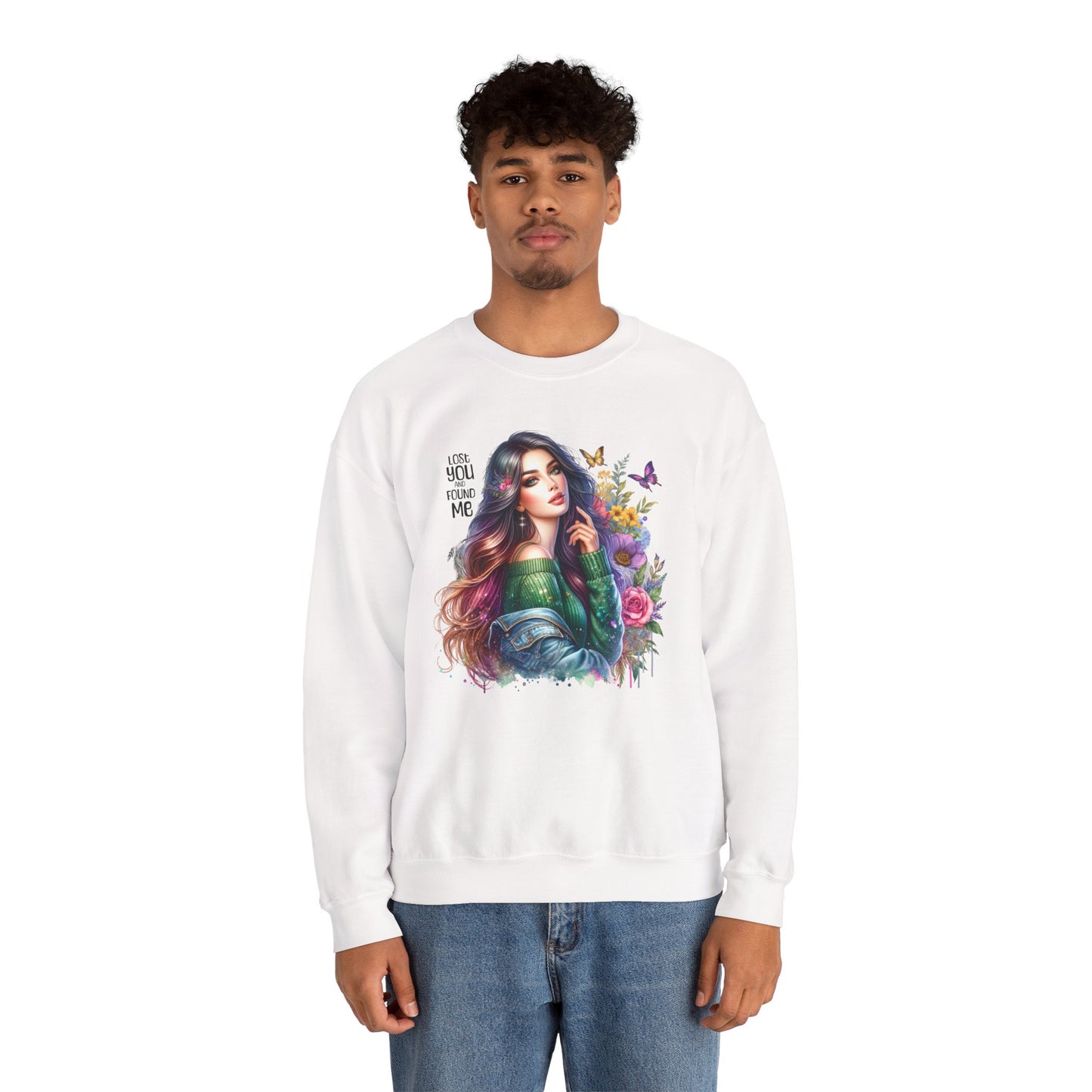 Lost You And Found Me Bohemian Floral Crewneck Sweatshirt, Cozy Graphic Sweatshirt, Gift for Her, Unique Art Pullover, Spring Fashion Crew