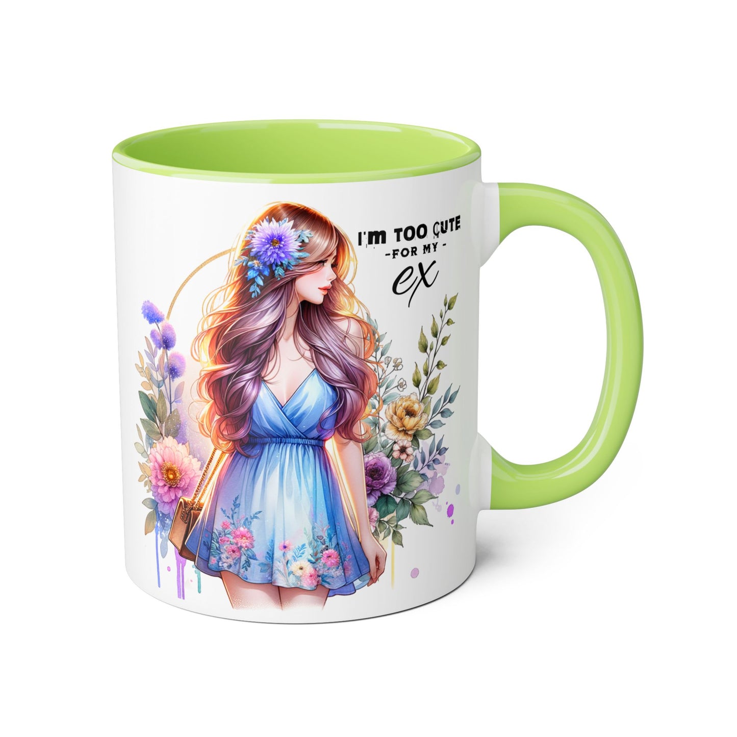 I'm Too Cute For My Ex Floral Ex-Partner Mug, Coffee Cup for Breakup Gifts, Girlfriend Present, Humor Mug, Cute Gift Idea for Her