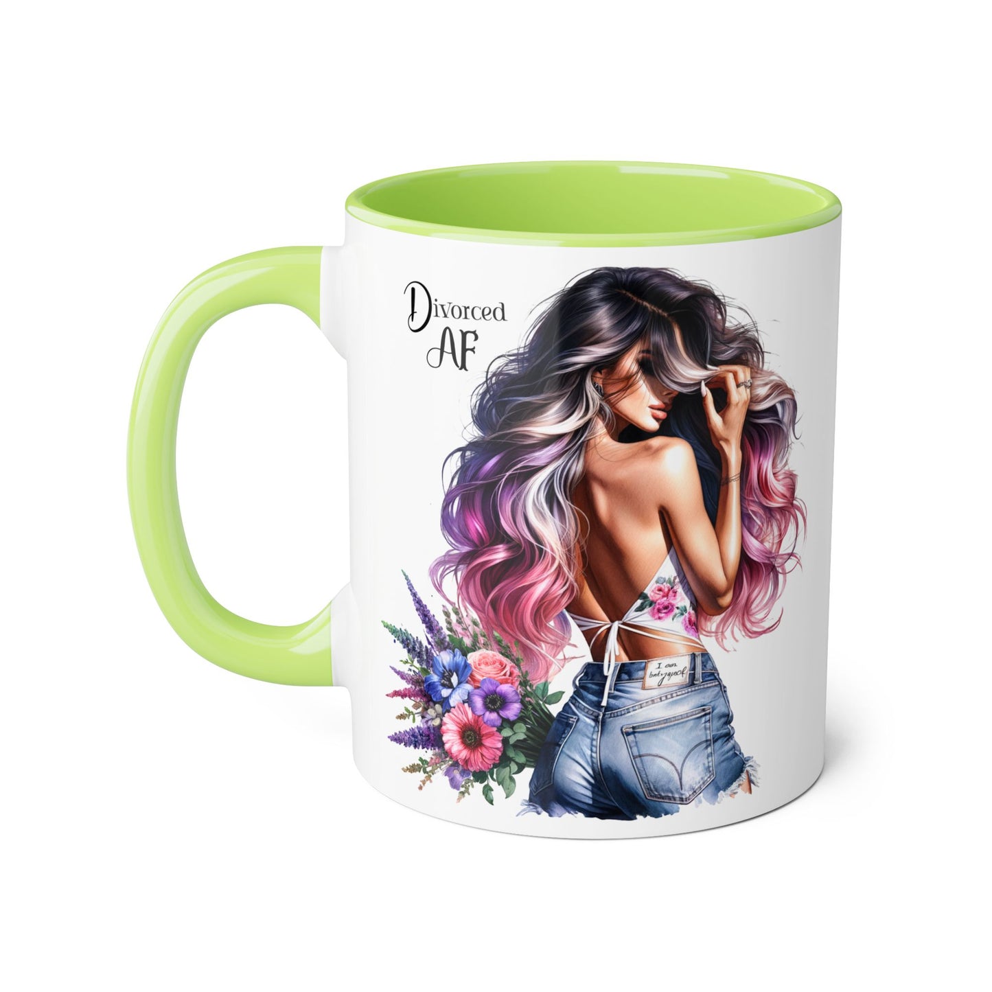 Dreamy Diva Accent Mug, Coffee Cup, Divorced AF Floral Design, Gift for Her, Unique Women’s Mug, Birthday Present, Relaxing Tea Cup