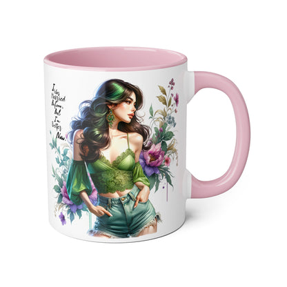 I Was Married Before But I'm Better Now Humoristic Floral Goddess Accent Mug, Inspirational Coffee Cup, Gift for Her, Boho Chic Drinkware, Unique Art Mugs, Home Decor
