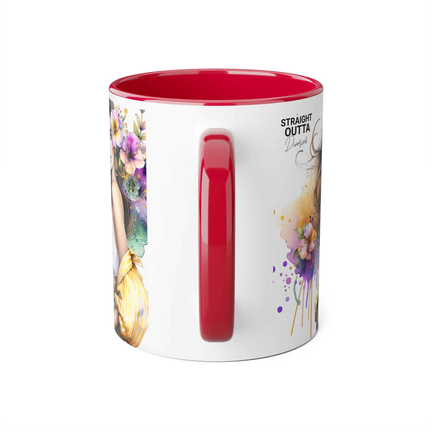 Straight Outta Divorced Humoristic Chic Floral Art Mug - Stylish Coffee Cup for Home or Office, Perfect Gift for Birthdays, Mother’s Day, or Coffee Lovers