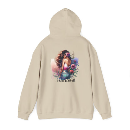 1-800-Boys-Lie Beautiful Floral Mermaid Hoodie - Unisex Heavy Blend™, Perfect for Cozy Days, Gifts, Beach Lovers, Everyday Wear