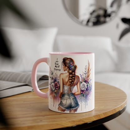 I Can Buy Myself Flowers Floral-Inspired Accent Mug, Boho Coffee Cup, Gift for Flower Lovers, Artful Drinkware for Special Occasions, Women's Inspirational Mug