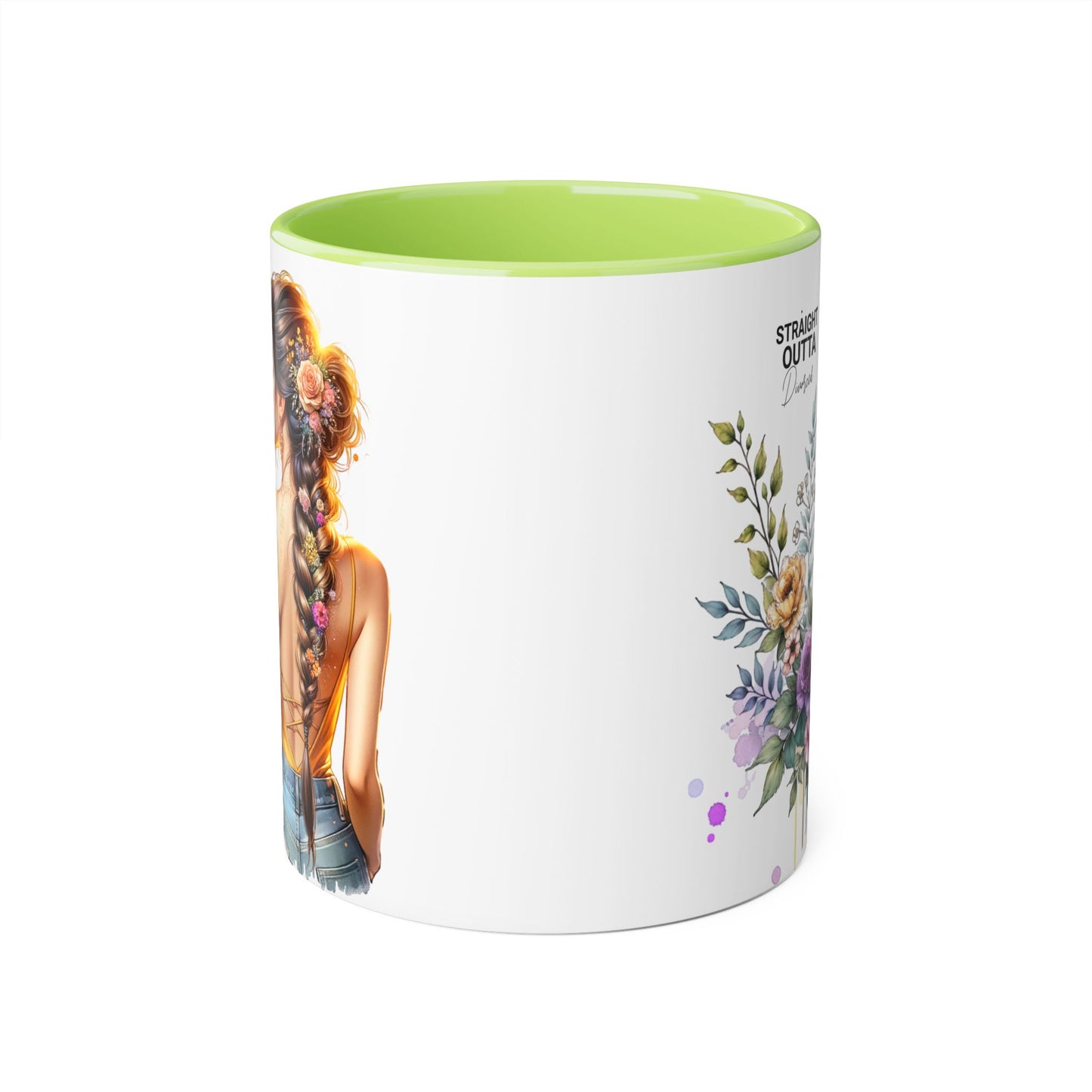Straight Outta Divorced Humoristic Chic Floral Accent Mug with Elegant Design, Coffee Lover Gift, Home Decor, Mother's Day Present, Artistic Drinkware