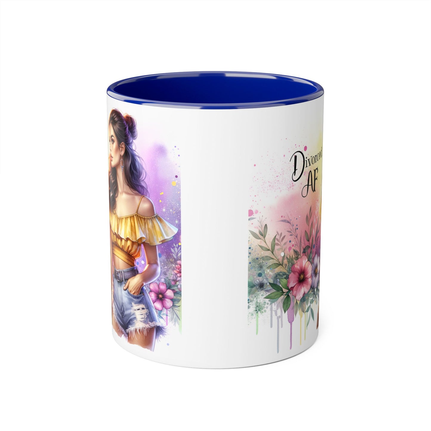 Divorced AF Accent Mug, Floral Coffee Cup, Empowerment Gift, Self-Care Mug, Funny Divorce Coffee Mug, Unique Drinkware