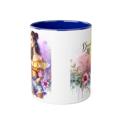 Divorced AF Accent Mug, Floral Coffee Cup, Empowerment Gift, Self-Care Mug, Funny Divorce Coffee Mug, Unique Drinkware