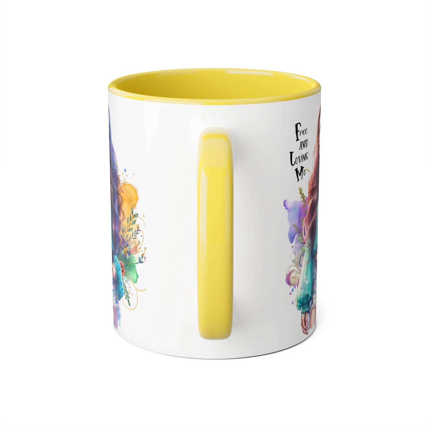 Free and Loving Me Bohemian Accent Mug with Inspirational Quote, Free and Love Me, Unique Gift for Coffee Lovers, Artistic Mugs for Women, Colorful Drinkware