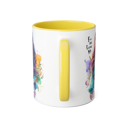 Free and Loving Me Bohemian Accent Mug with Inspirational Quote, Free and Love Me, Unique Gift for Coffee Lovers, Artistic Mugs for Women, Colorful Drinkware