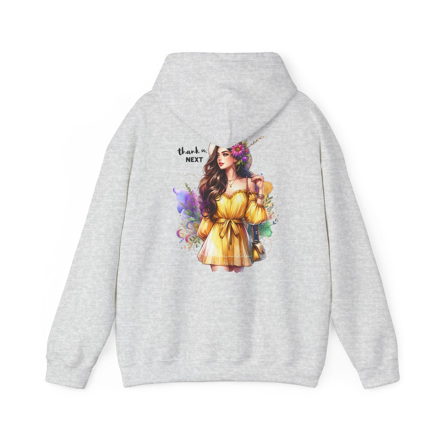 Thank U, Next Whimsical Fairy Art Hooded Sweatshirt, Cozy Apparel, Unique Gift, Casual Wear, Comfortable Layer