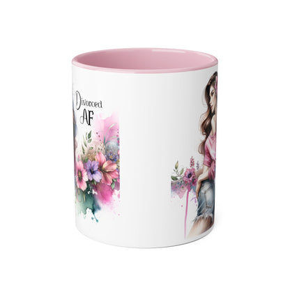 Divorced AF Accent Mug, Empowering Gift for Newly Divorced, Coffee Lover Mug, Inspirational Drinkware, Funny Divorce Humor