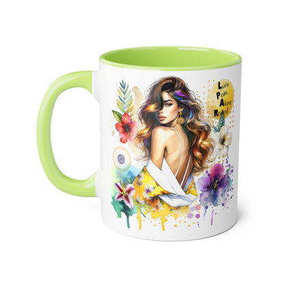 Vibrant Floral Accent Mug, Inspirational Coffee Cup, Gift for Her, Boho Art Mug, Unique Tea Mug, Home Decor