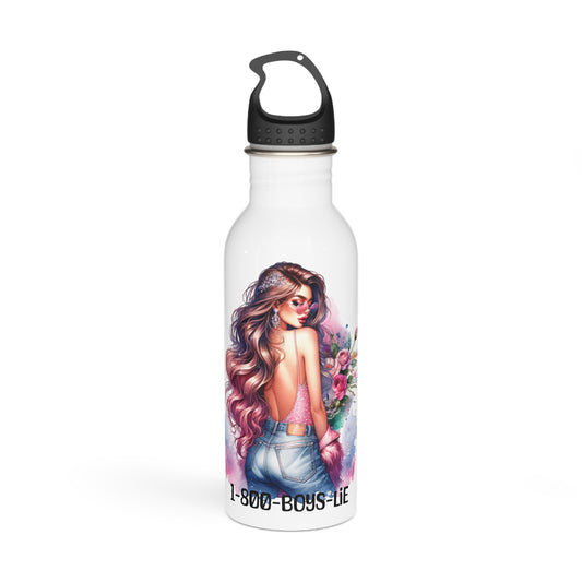 Chic Stainless Steel Water Bottle with '1-800-BOYS-LIE' Design | Stylish Hydration, Perfect for Gifts, Fitness, and Everyday Use