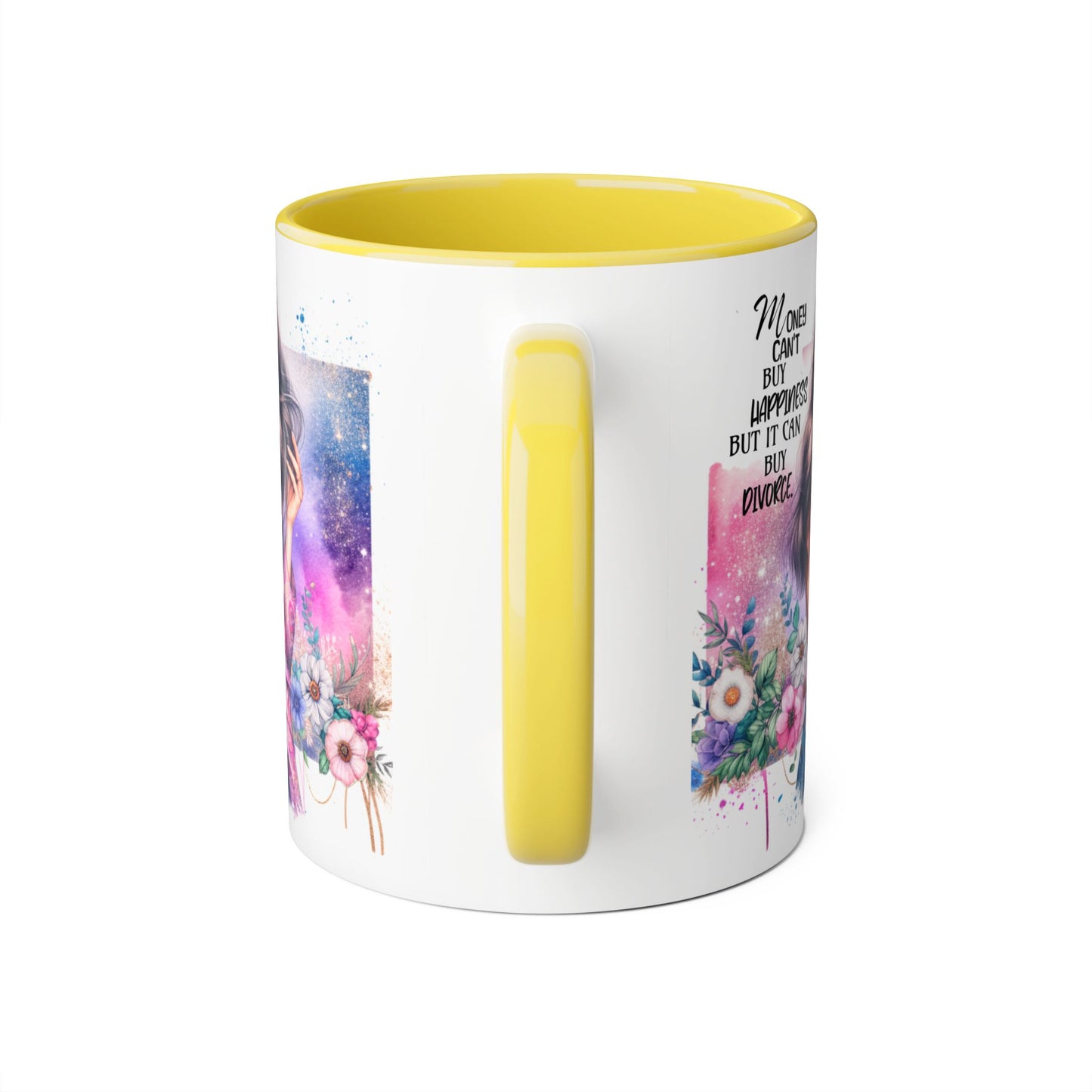 Money Can't Buy Happiness But It Can Buy Divorce Humoristic Empowerment Mug for Self-Love, Coffee Cup, Birthday Gift, Inspirational Decor, Divorce Gift, Floral Design