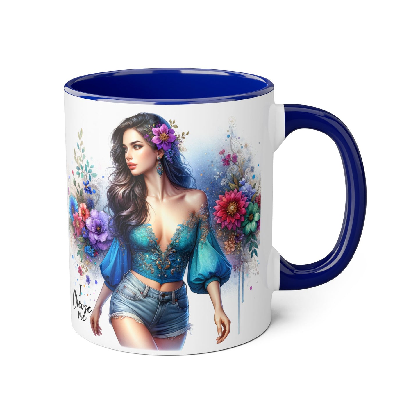I Choose Me Boho Floral Accent Mug, Choose Me Coffee Cup, Unique Gift for Her, Art Mug, Colorful Drinkware