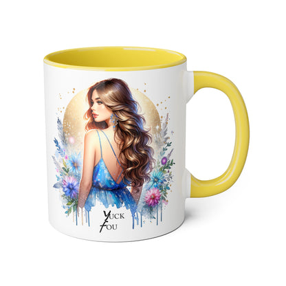 Yuck Fou Floral Accent Mug Collection - Inspirational Coffee Cup for Women, Unique Gift for Friends, Home Decor, Birthday Present, Self-Care Tea Mug