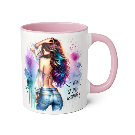 Not With Stupid Anymore Humoristic Colorful Sassy Accent Mug, Not With Stupid Anymore Coffee Cup, Gift for Friends, Inspirational Mug, Humorous Drinkware, Quirky Kitchen [...]