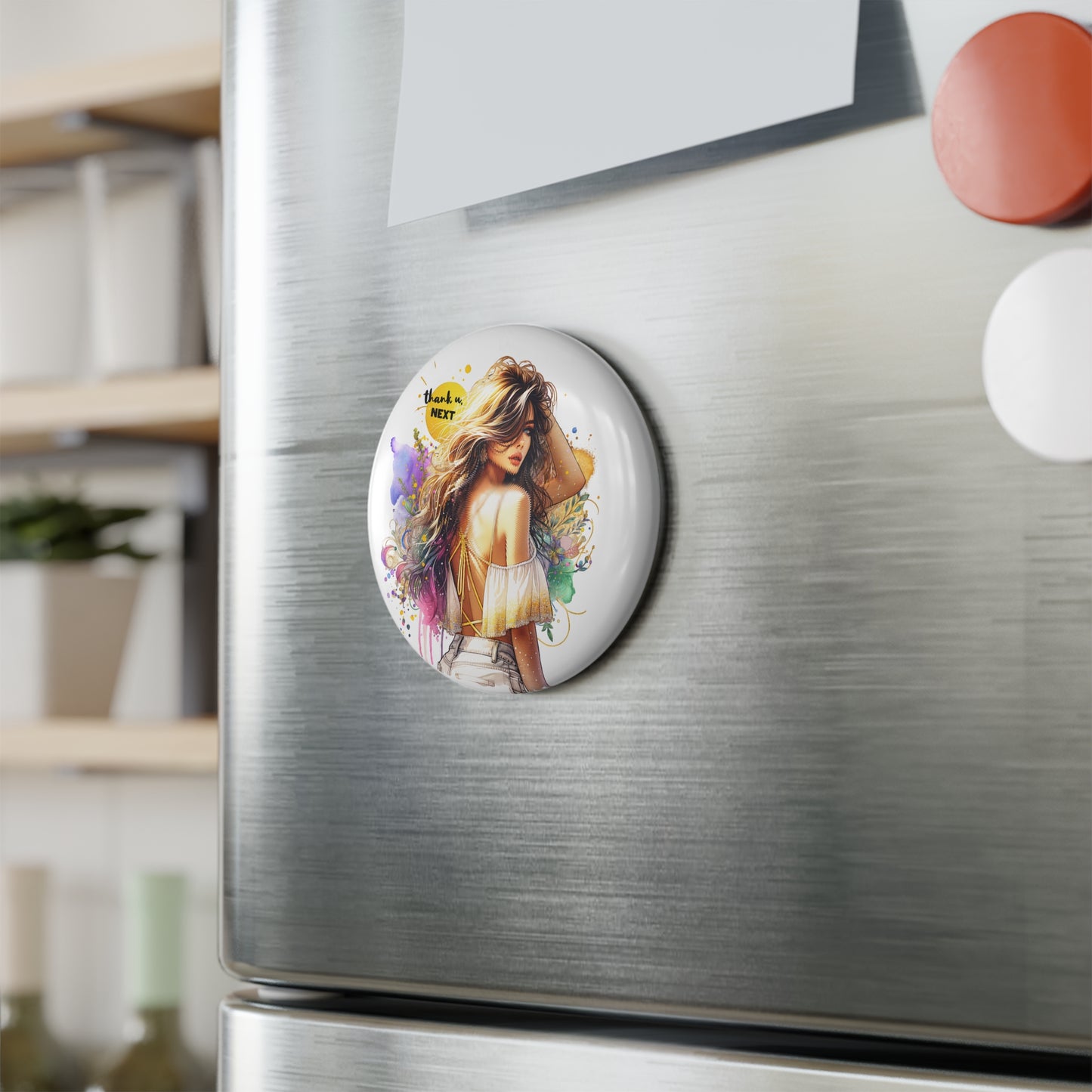Thank U, Next  Decorative Round Magnet, Gifts for Her, Refrigerator Decor, Chic Home Accessory, Unique Birthday Gift