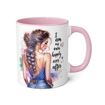 Inspirational Accent Mug - "I Am My Own Happily Ever After" - 11oz Coffee Cup for Self-Love and Empowerment