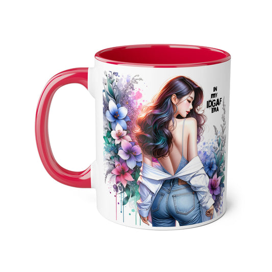 Floral Graphic Accent Mug, Gift for Her, Coffee Tea Mug, Unique Housewarming Present, My IDGAF Era