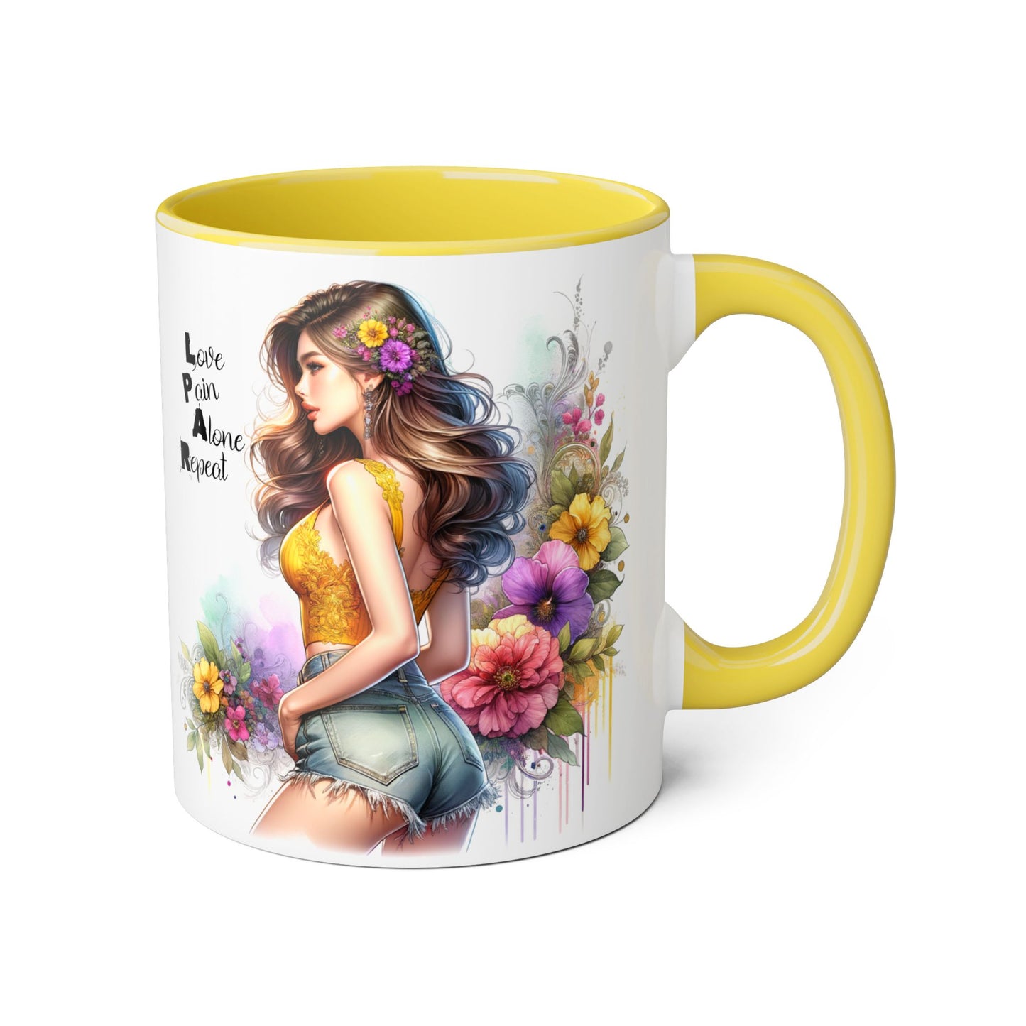 Colorful Floral Accent Mug with Inspirational Quote