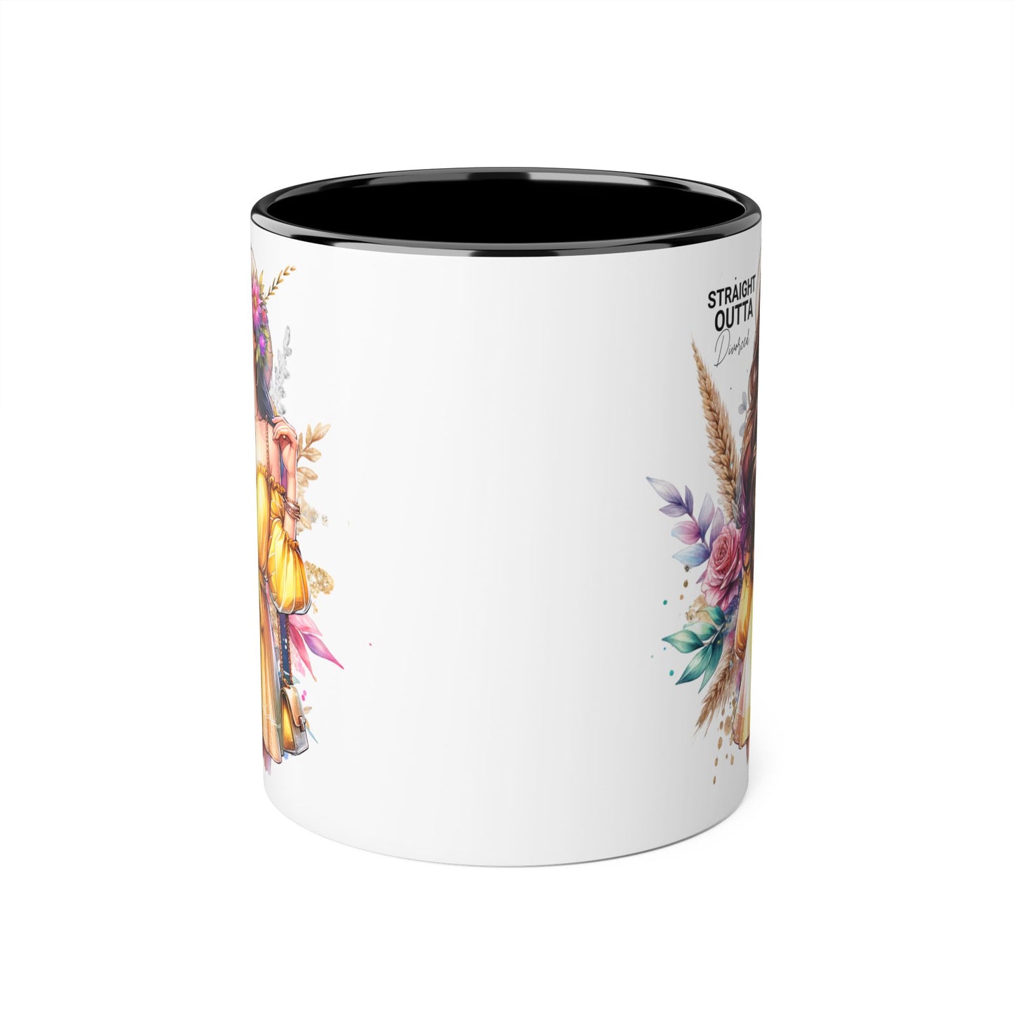 Straight Outta Divorced Humoristic Chic Floral Accent Mug, Stylish Coffee Cup, Trendy Teacup, Unique Gift for Friends, Perfect for Birthdays and Celebrations