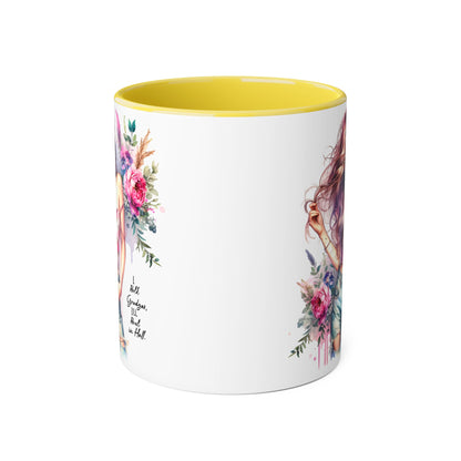 I Hold Grudges, I'll Heal in Hell  Humoristic Bohemian Floral Accent Mug - Drinkware for Tea Lovers, Coffee Enthusiasts, Gift for Friends, Home Decor, Artful Mugs