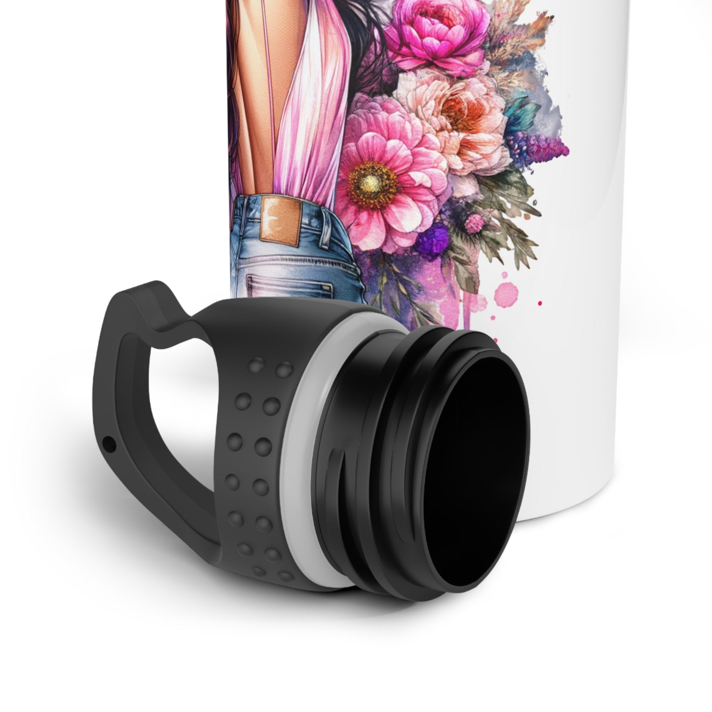 I Am My Own Happily Ever After Floral Art Stainless Steel Water Bottle - Stylish and Sustainable Hydration