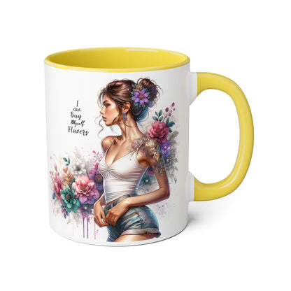 I Can Buy Myself Flowers Boho Floral Accent Mug – Perfect for Garden Lovers, Flower Enthusiasts, Gift for Birthdays, Mother's Day, Tea Lover