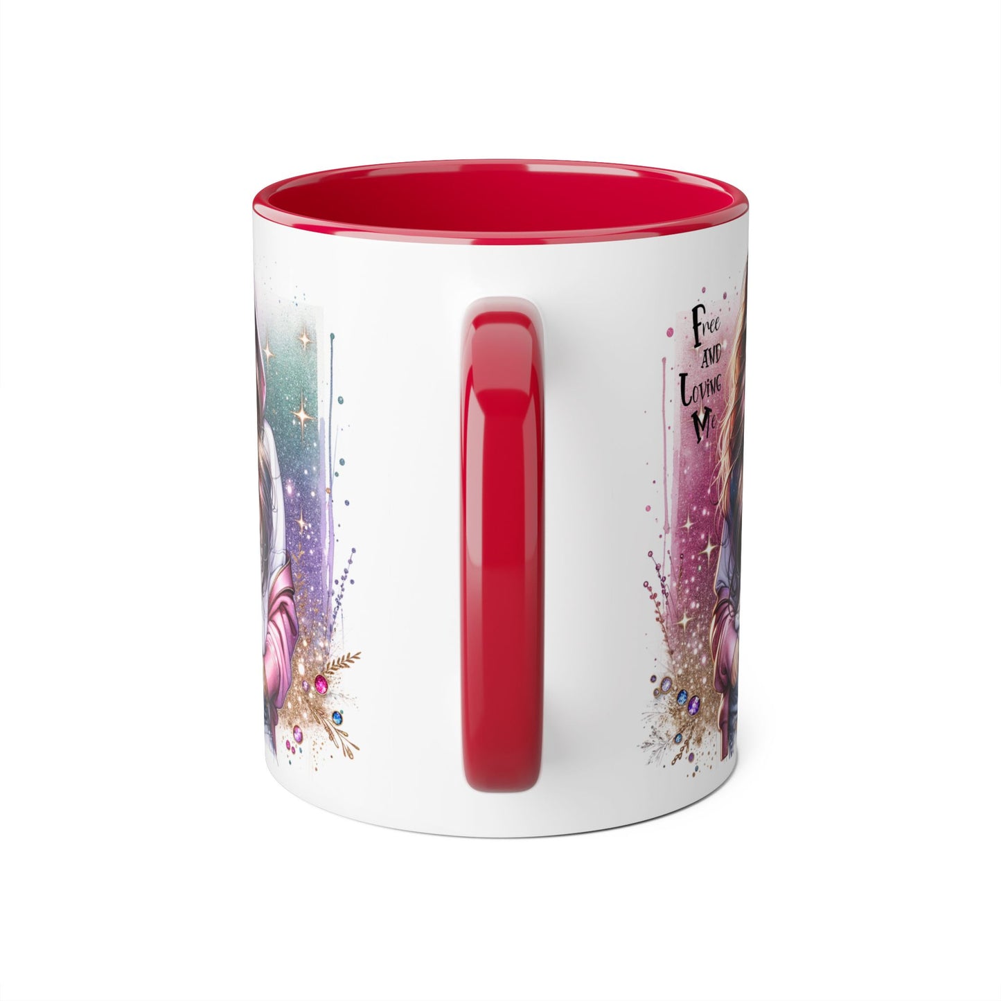 Stylish Accent Mug - 'Free and Loving Me' Coffee Cup, Perfect Gift for Coffee Lovers, Inspirational Drinkware, Cute Morning Mug