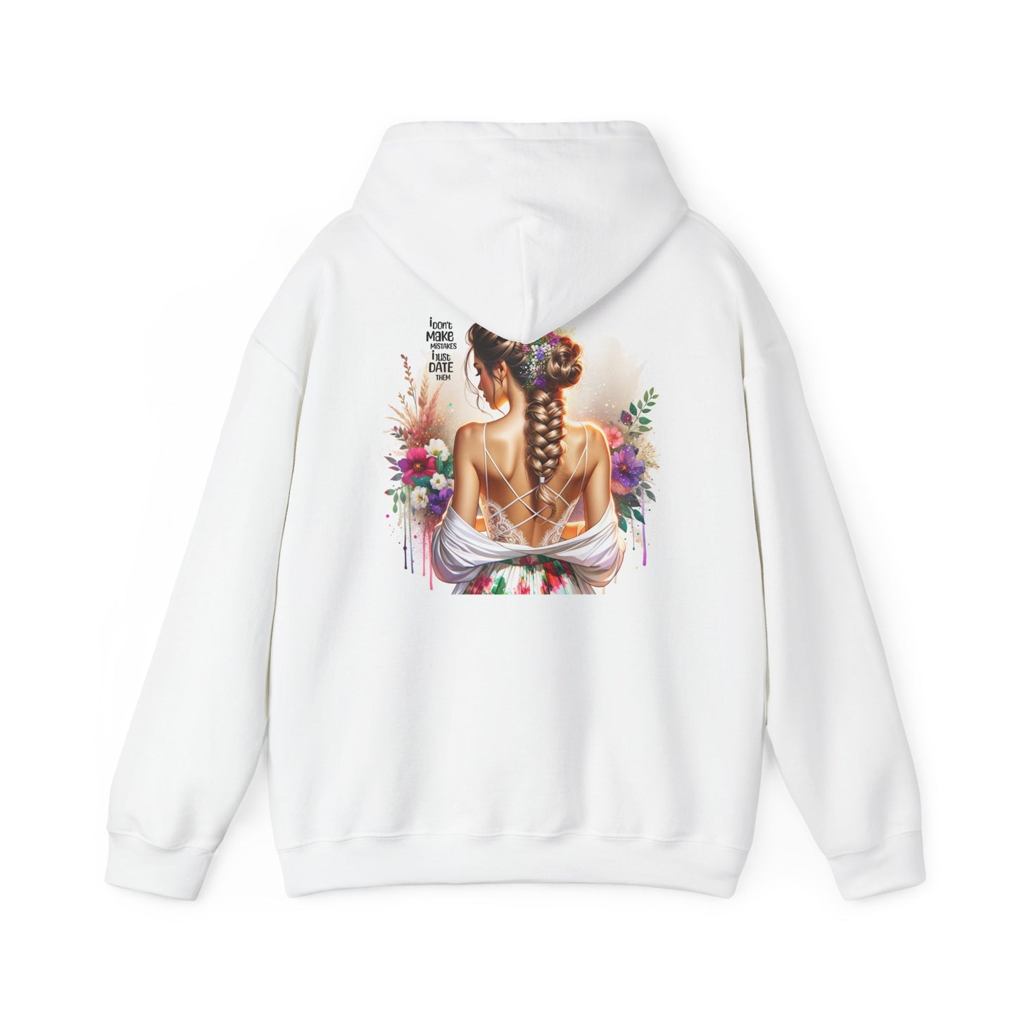 I Don`t Make Mistake, I Just Date Them Floral Tattoo Art Hoodie, Cozy Pullover, Gift for Her, Casual Lounge Wear, Perfect for Holidays & Celebrations
