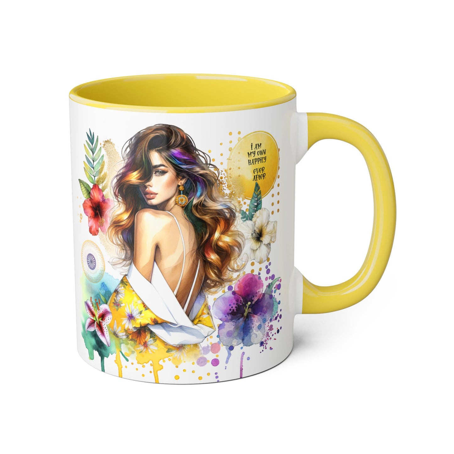 I Am My Own Happily Ever After Inspirational Floral Accent Mug - 11oz Motivational Coffee Cup for Women