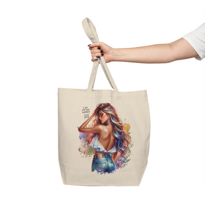 I Am My Own Happily Ever  After Stylish Canvas Shopping Tote with Inspirational Quote | Eco-Friendly Fashion Bag, Reusable Grocery Bag, Summer Tote, Gift for Her