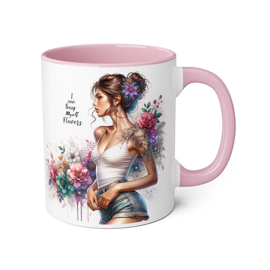 I Can Buy Myself Flowers Boho Floral Accent Mug – Perfect for Garden Lovers, Flower Enthusiasts, Gift for Birthdays, Mother's Day, Tea Lover