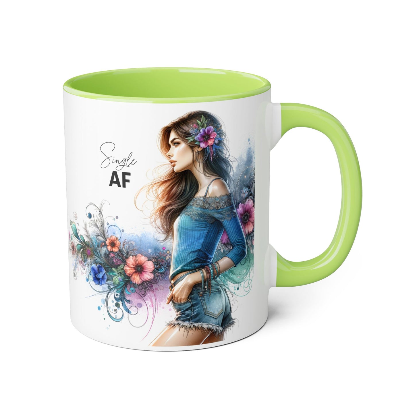 Stylish Accent Mug, Coffee Lover Gift, Floral Design Mug, Trendy Drinkware, Unique Gift for Her, Simple AF Mug