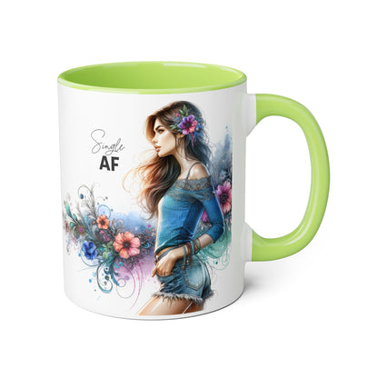 Stylish Accent Mug, Coffee Lover Gift, Floral Design Mug, Trendy Drinkware, Unique Gift for Her, Simple AF Mug