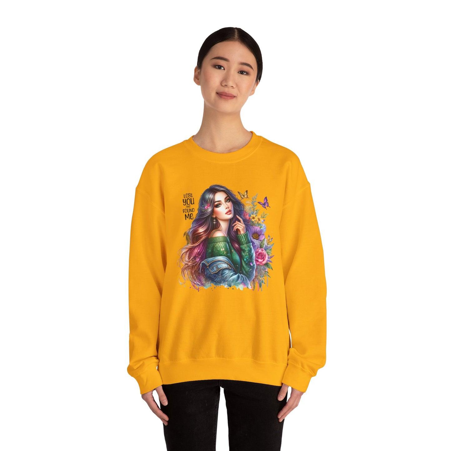 Lost You And Found Me Bohemian Floral Crewneck Sweatshirt, Cozy Graphic Sweatshirt, Gift for Her, Unique Art Pullover, Spring Fashion Crew