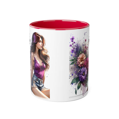 Chic Floral Accent Mug - Perfect for Coffee Lovers, Gift for Her, Home Decor, Floral Art Mug, Unique Drinkware